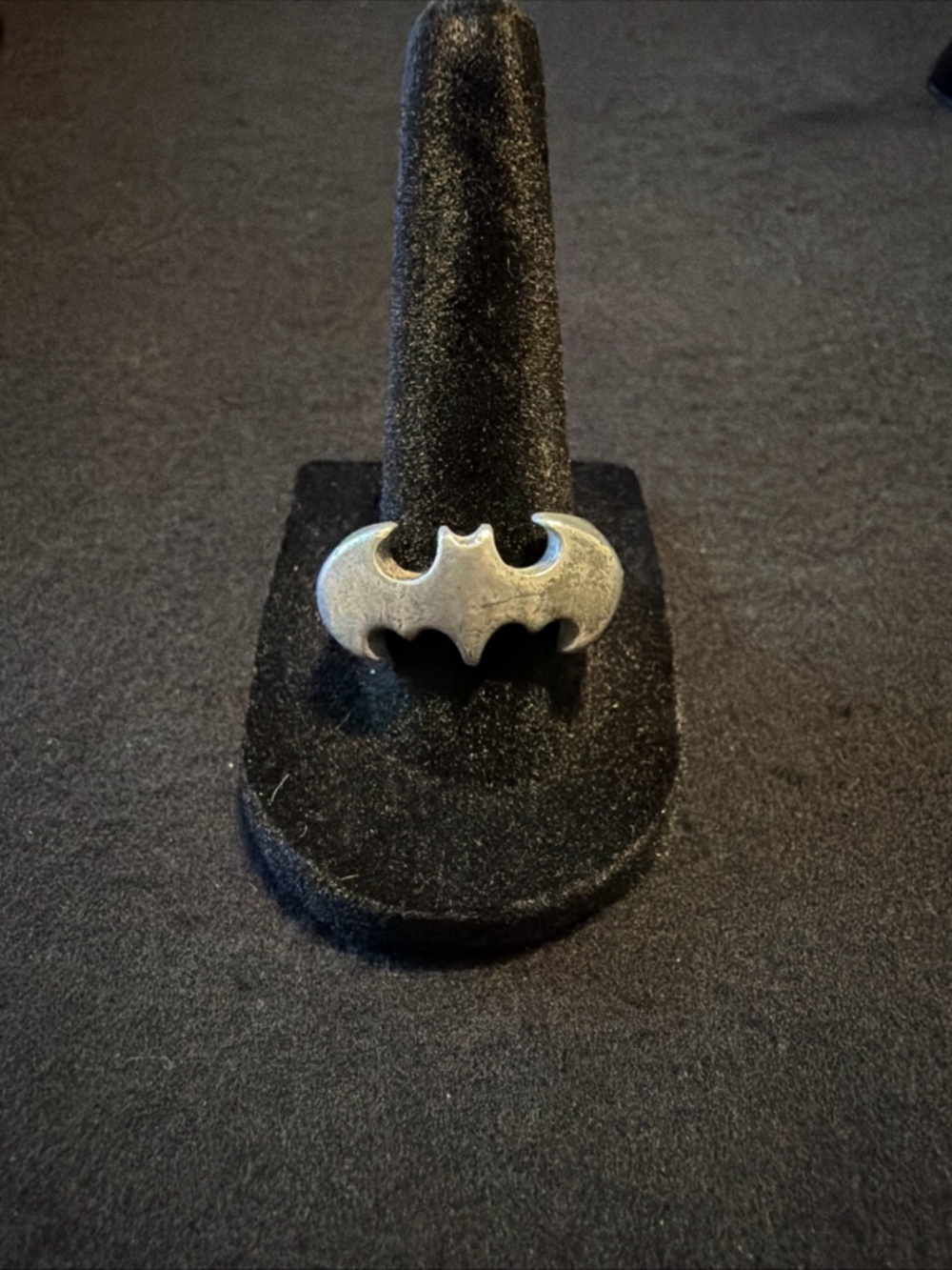 Silver Bat Symbol Statement Ring